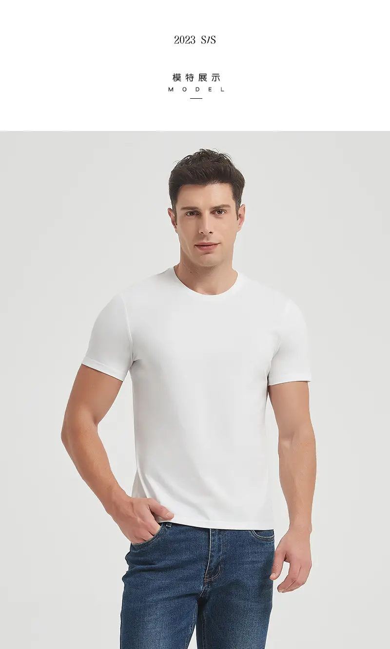 Men's Long-Lasting Cotton T-Shirt Pink Round Neck — feature 49