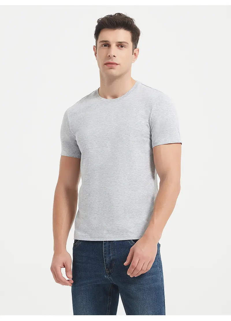 Men's Long-Lasting Cotton T-Shirt Pink Round Neck — feature 50
