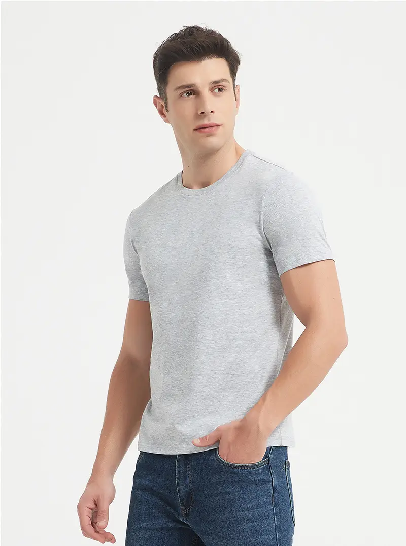 Men's Long-Lasting Cotton T-Shirt Pink Round Neck — feature 51