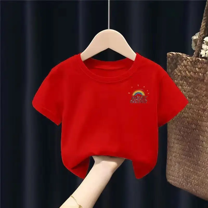 Girls Red Cartoon T-Shirt 2024 Summer - Image 3