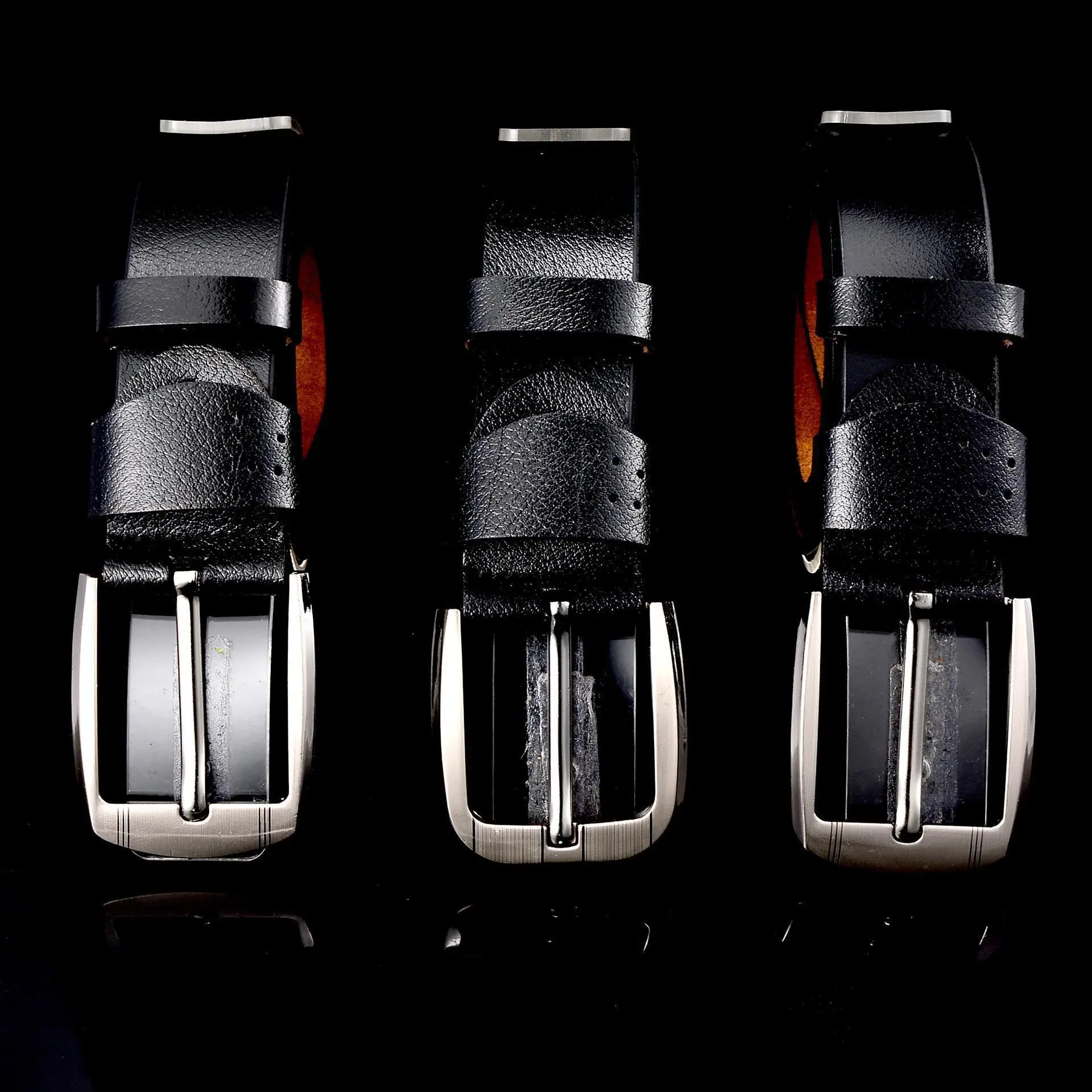Men's Orange Tanned Leather Belt with Joker Buckle