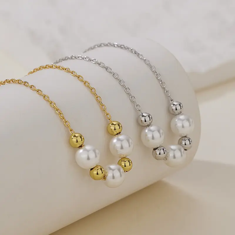 Korean Style Pearl Gold Necklace for Women