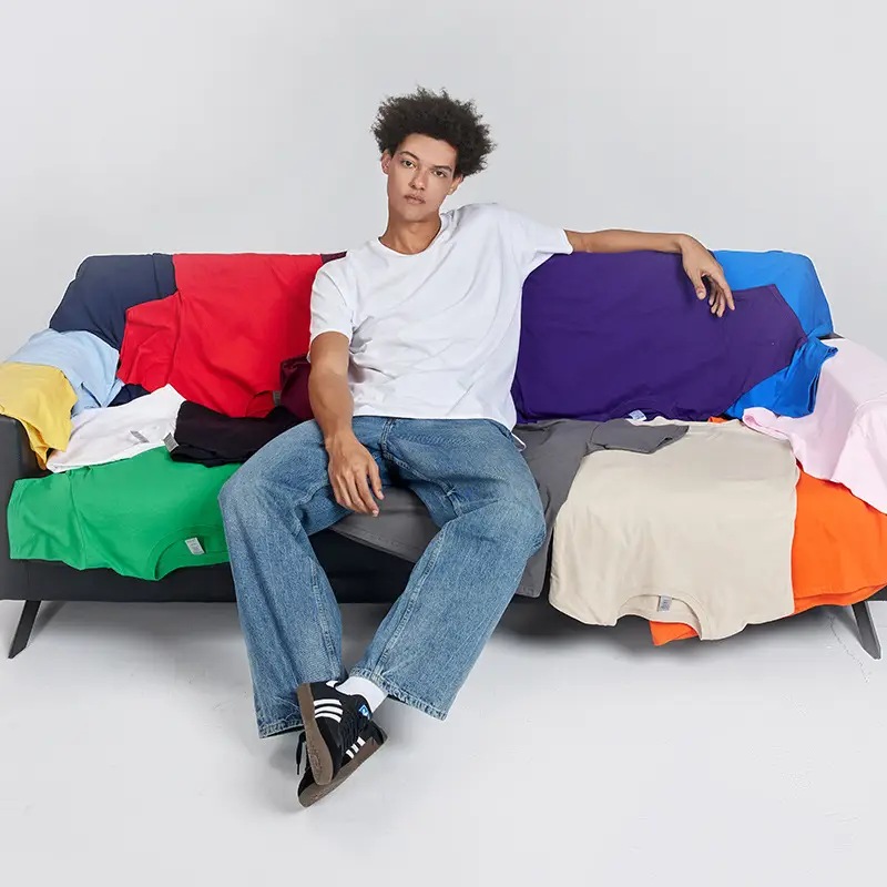 Pure Cotton Round Neck T-Shirt Multiple Colors - Image 18