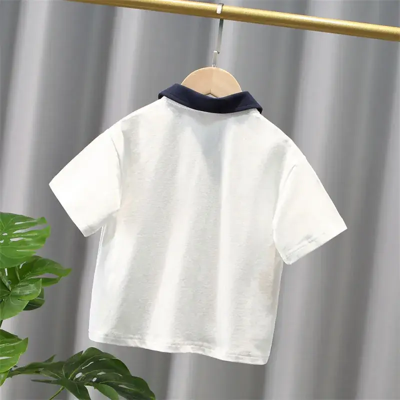 Navy Polo Shirt with White Collar & Logo - Image 5
