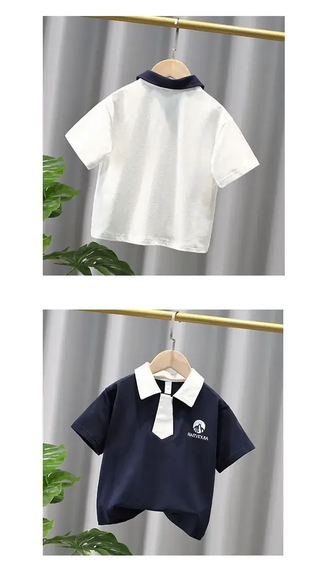 Navy Polo Shirt with White Collar & Logo — feature 5