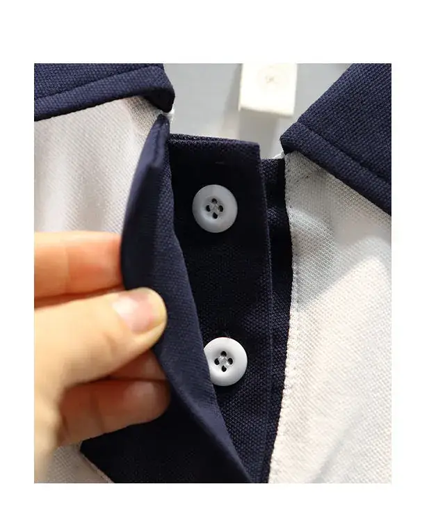 Navy Polo Shirt with White Collar & Logo — feature 9