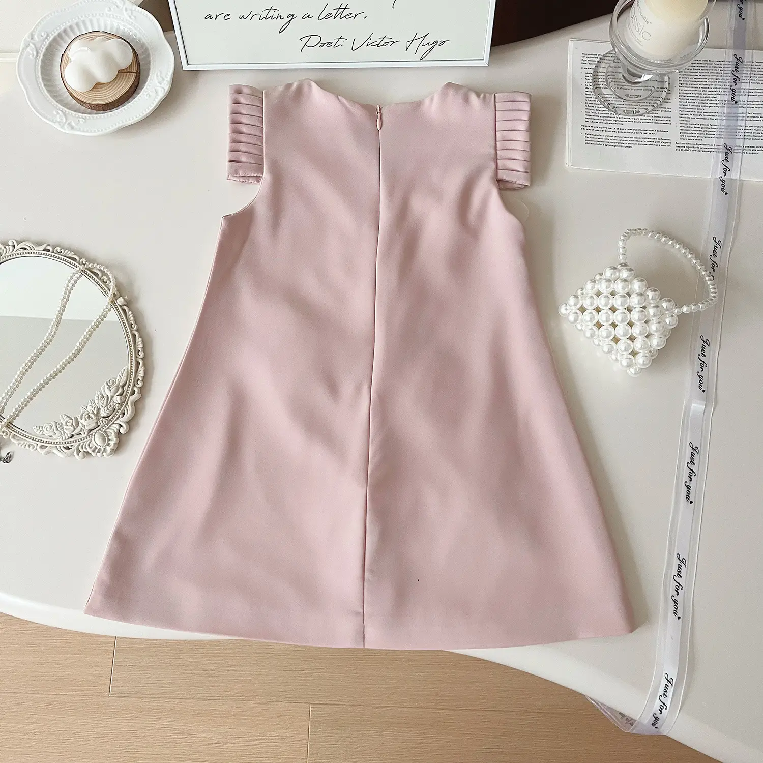 Pink Ice Silk Sleeveless Vest Dress for Girls — feature 10