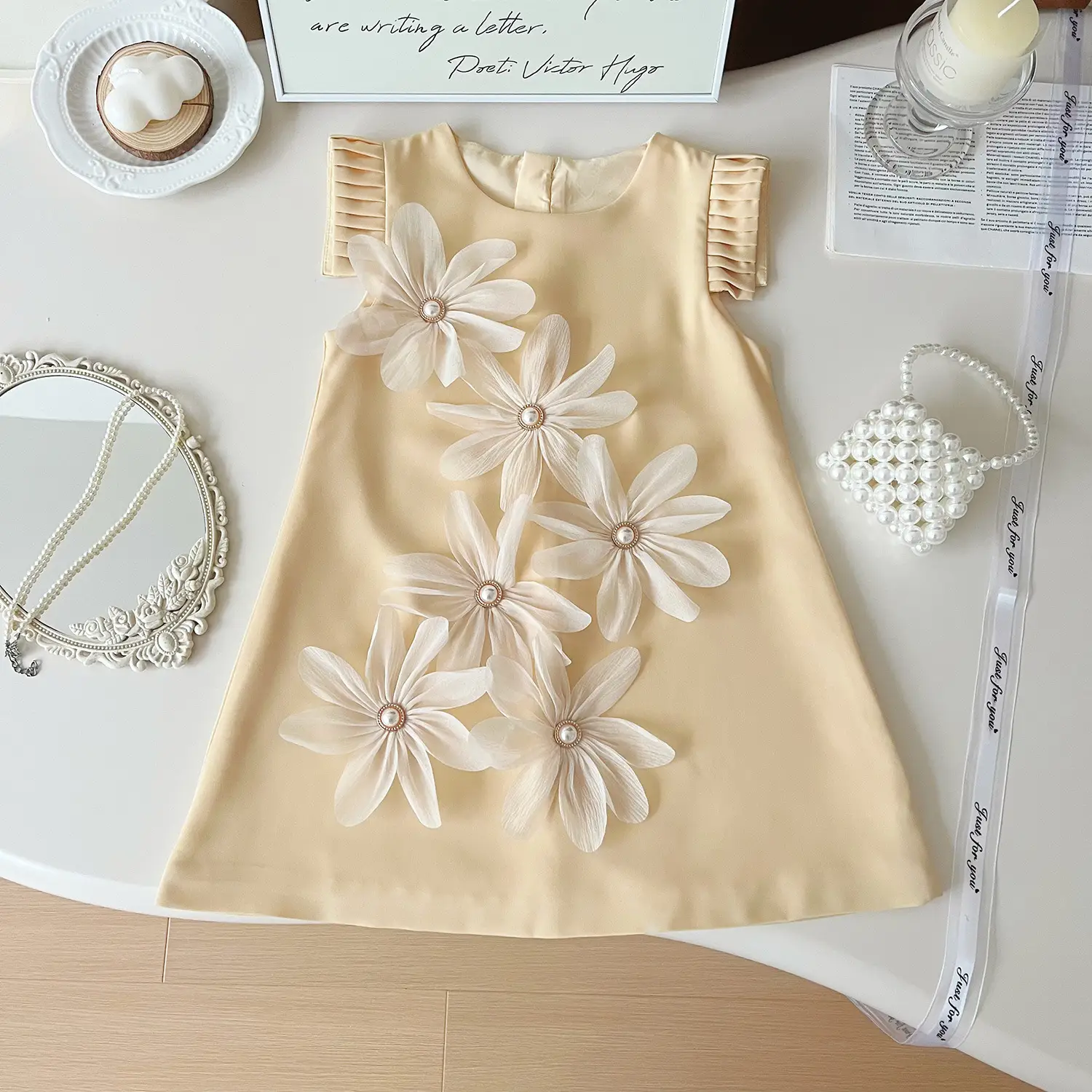 Pink Ice Silk Sleeveless Vest Dress for Girls — feature 19