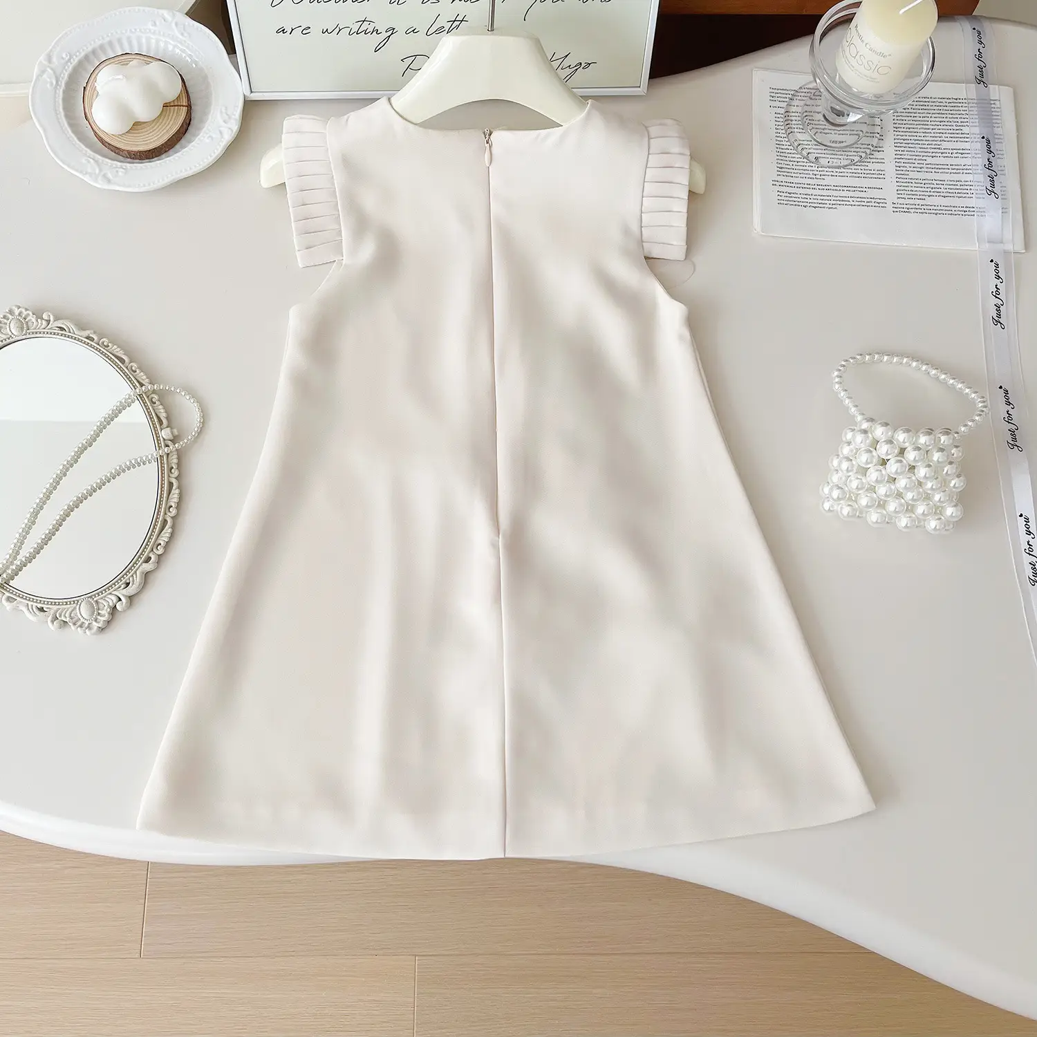 Pink Ice Silk Sleeveless Vest Dress for Girls — feature 27