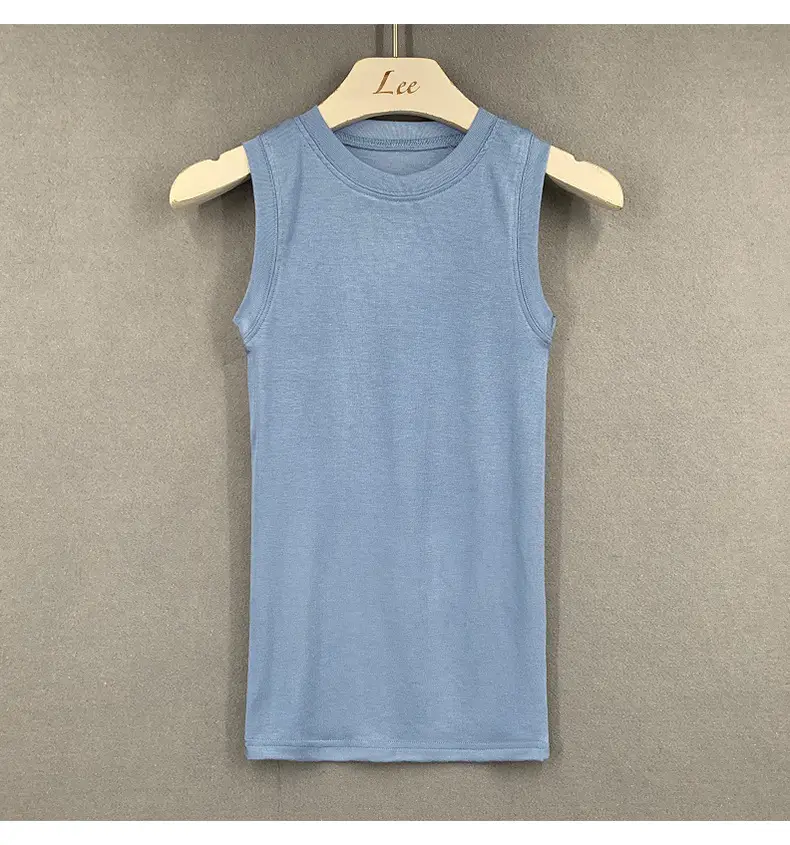 Men Sleeveless Tank Top Navy Blue Slim Fit — feature 13
