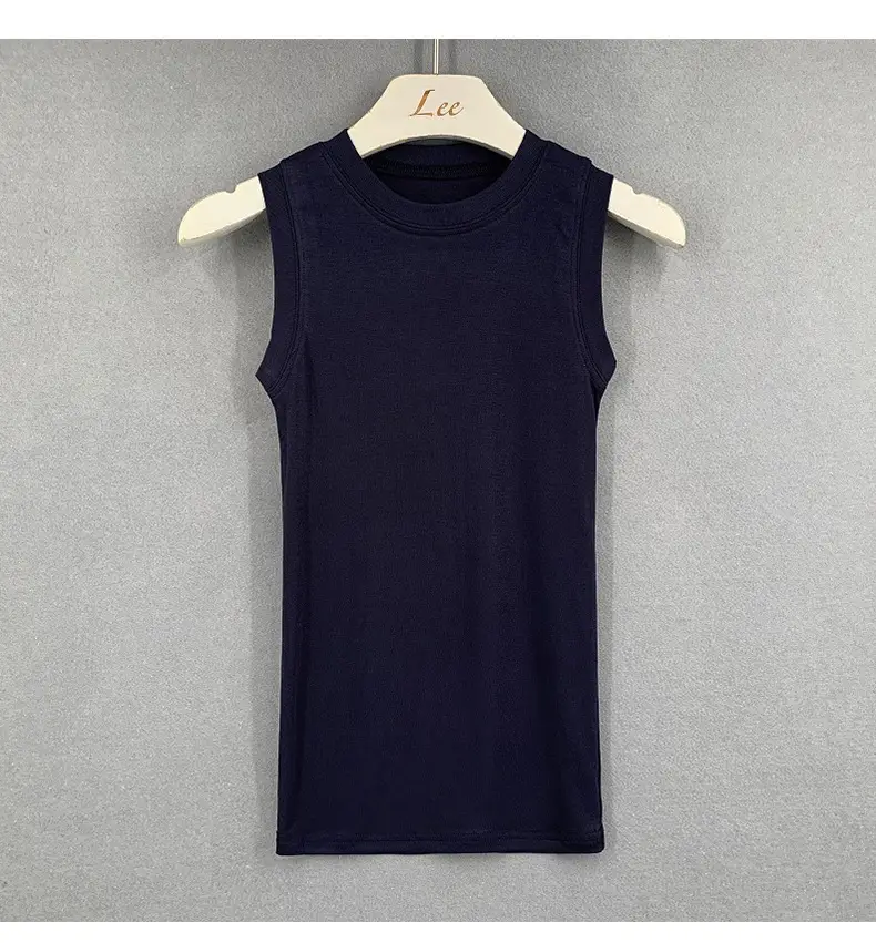 Men Sleeveless Tank Top Navy Blue Slim Fit — feature 15