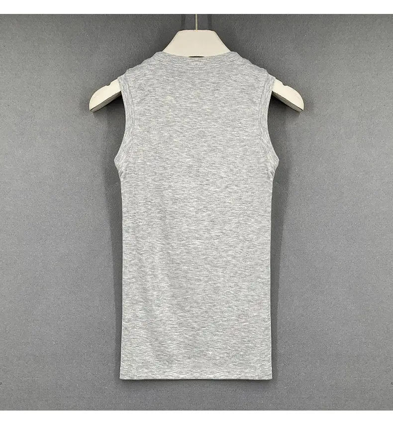 Men Sleeveless Tank Top Navy Blue Slim Fit — feature 18