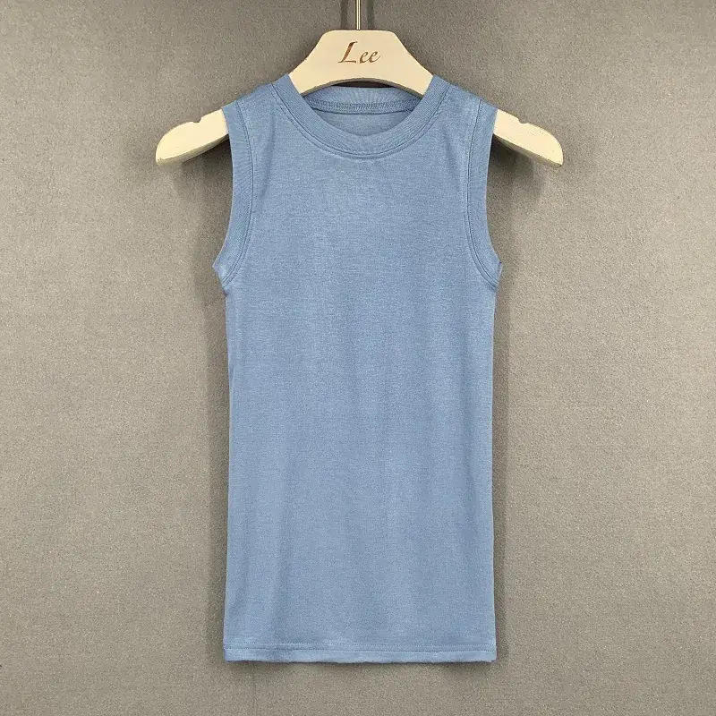 Men Sleeveless Tank Top Navy Blue Slim Fit