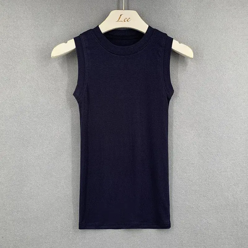 Men Sleeveless Tank Top Navy Blue Slim Fit