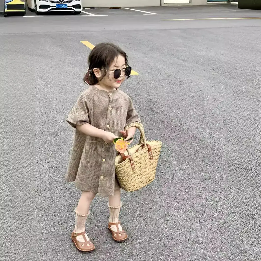 Girls French Style Cotton Dress 2024 Summer