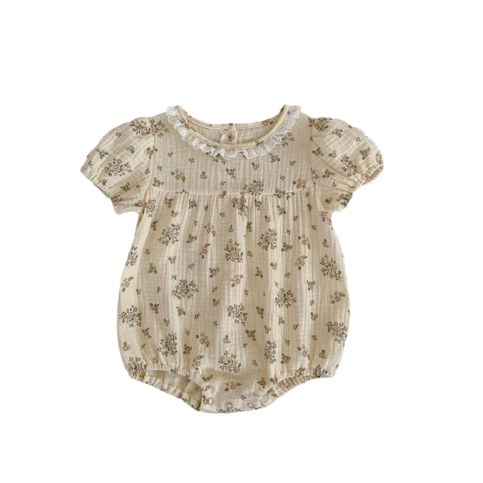 Cotton Floral Lace Baby One-Piece Romper Set - Image 6