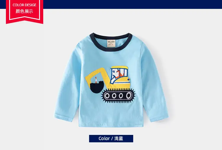 Blue Cartoon Long Sleeve T-Shirt for Boys — feature 3