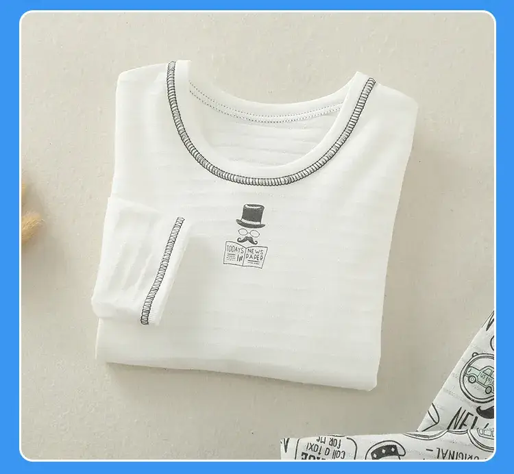 Baby Boys Cotton Long Sleeve Suit White Graphic Pants — feature 15