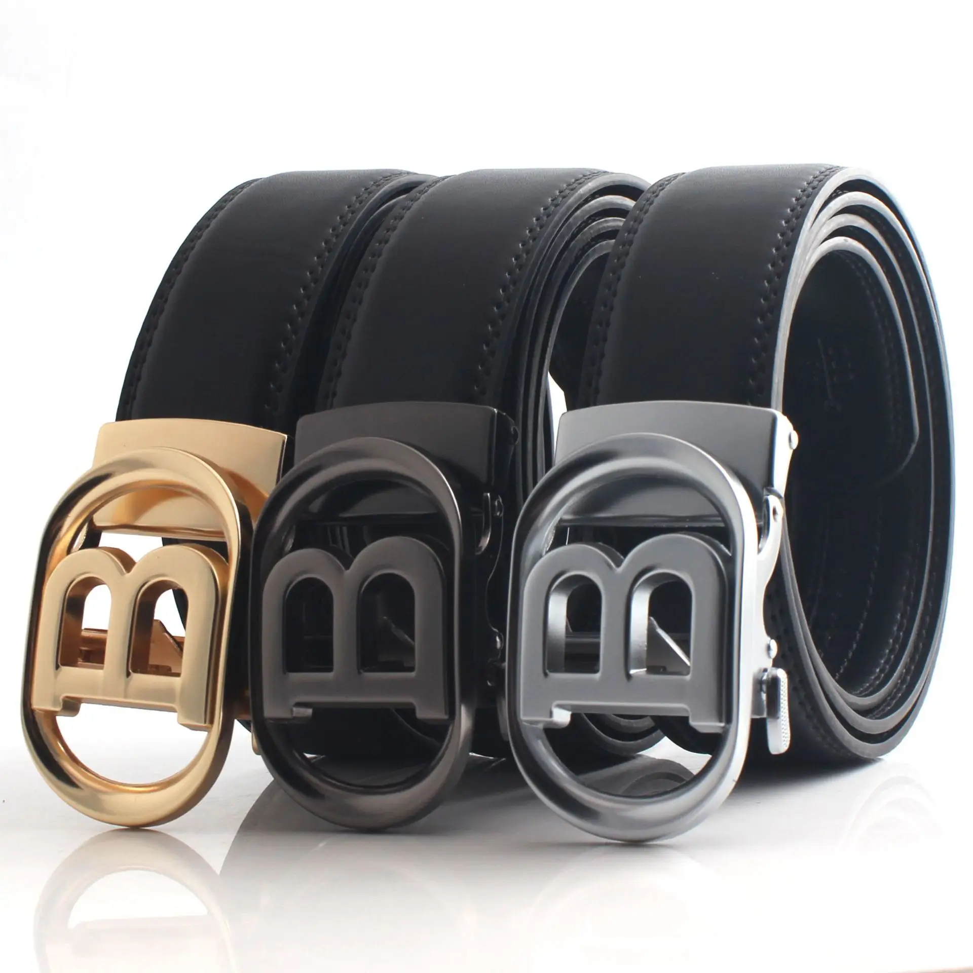Hongsheng Men's Genuine Leather Letter B Belt - Image 8