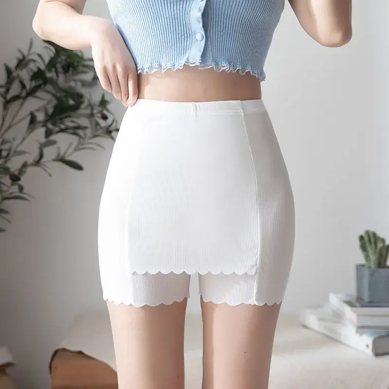 Ice Silk Safety Pants Women's Non-Curling Summer Leggings Large - Image 2