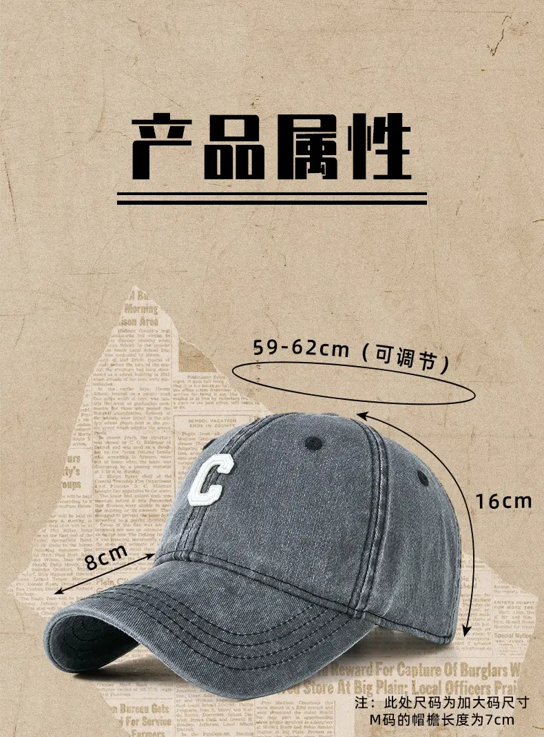 Vintage Wash Cap Children Men's Old Hong Kong Artistic Washed Baseball Cap — feature 14