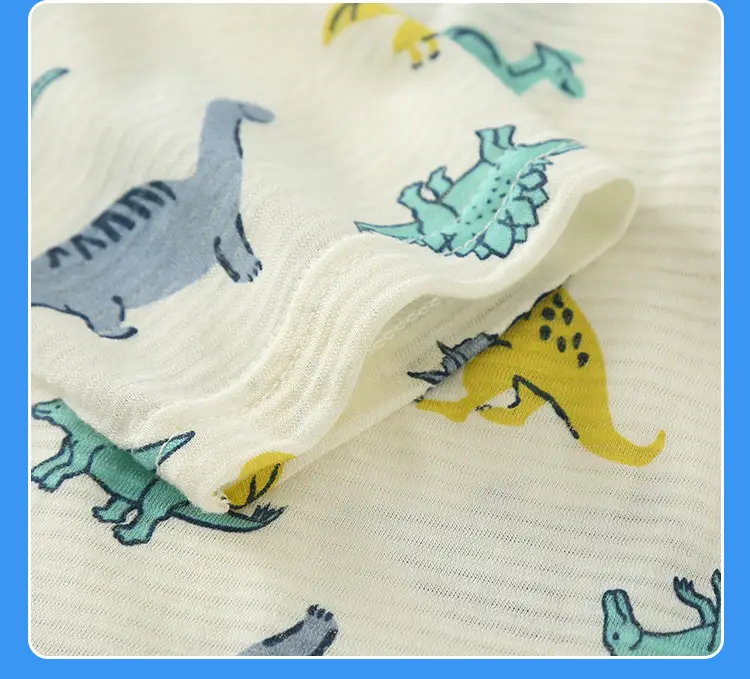 Children's Dinosaur Printed Cotton Pajama Set White — feature 25