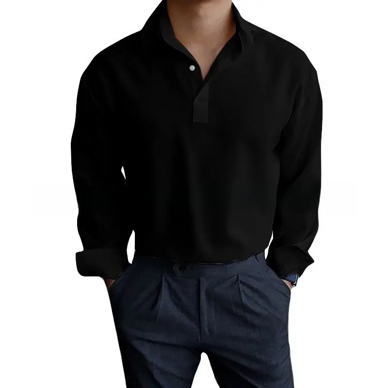 Men's Pink Lapel Popper Shirt Long Sleeve - Image 16