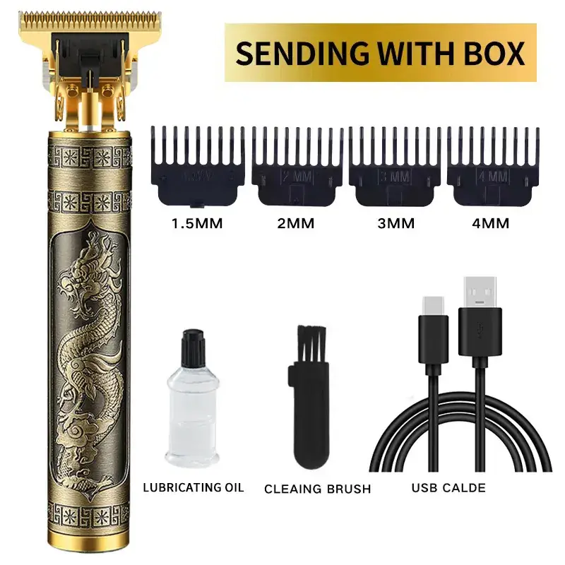 Electric Hair Clipper with 4 Blades & Lubricating Oil
