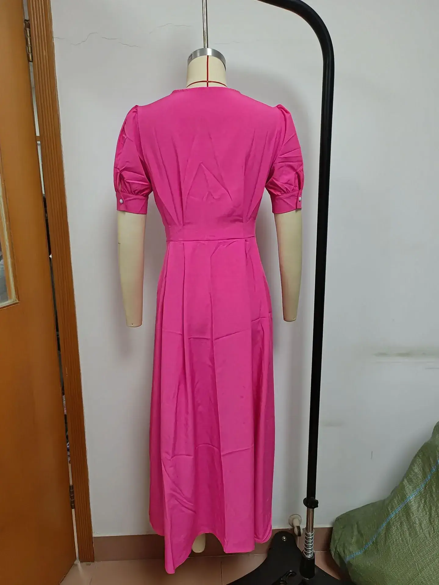 2024 Summer Turquoise Button Midi Dress with High Waist — feature 16