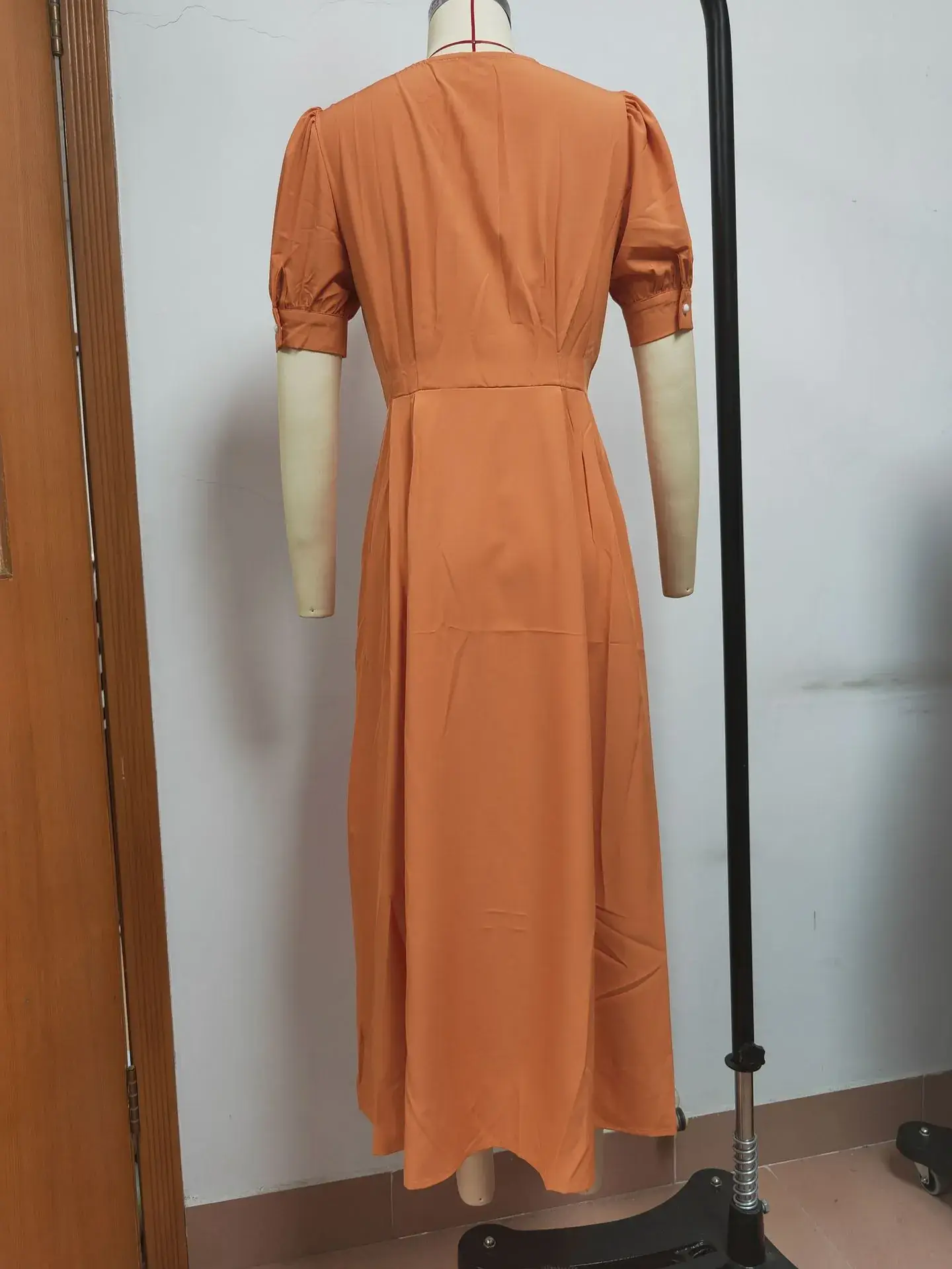 2024 Summer Turquoise Button Midi Dress with High Waist — feature 22