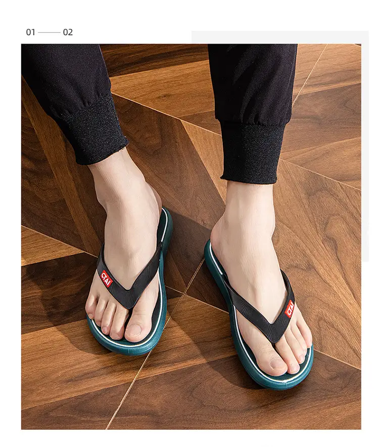 New Men's Casual Flip Flops Summer Non-Slip Teal — feature 12