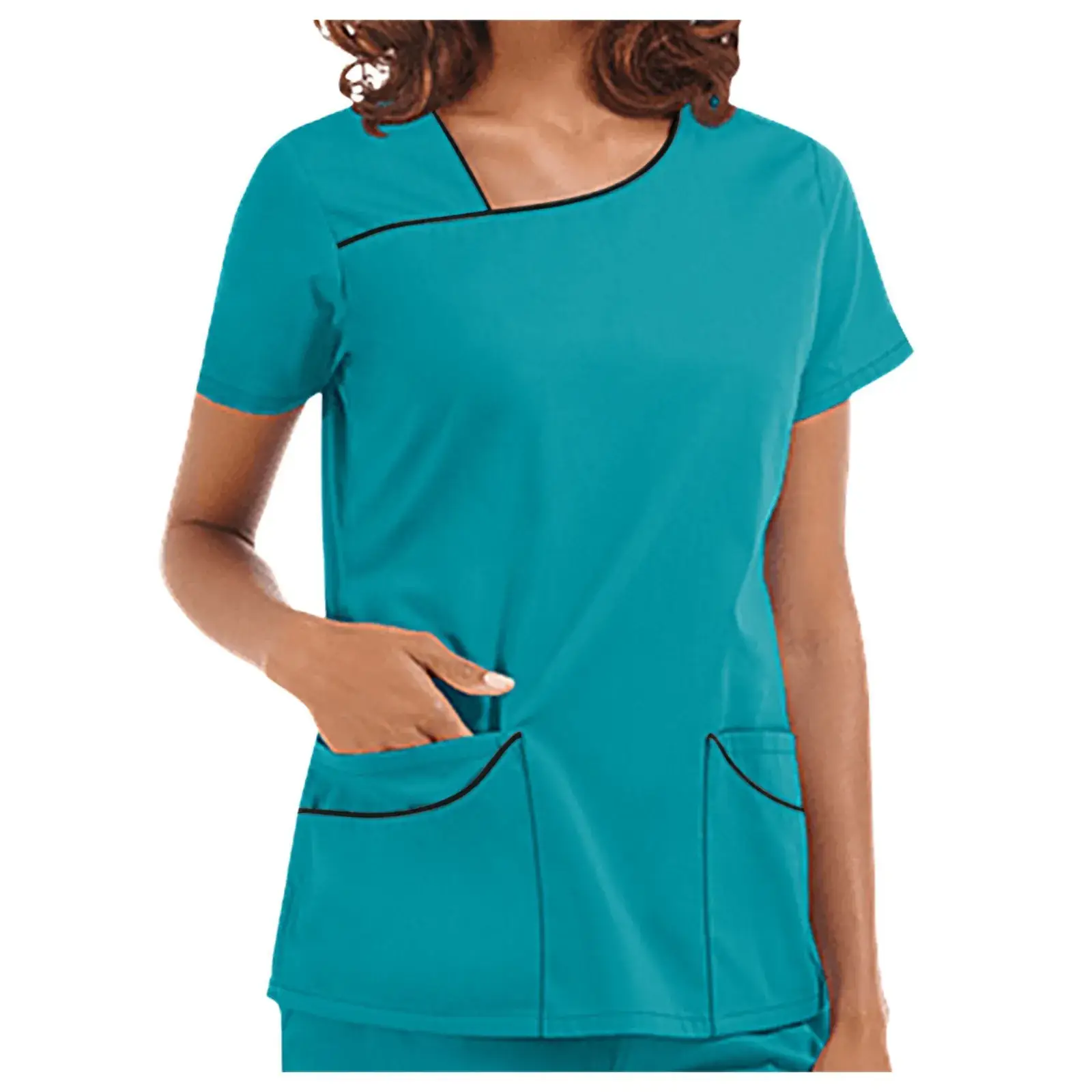 Women's Hand Washing Short Sleeve T-Shirt with Purple Embroidery