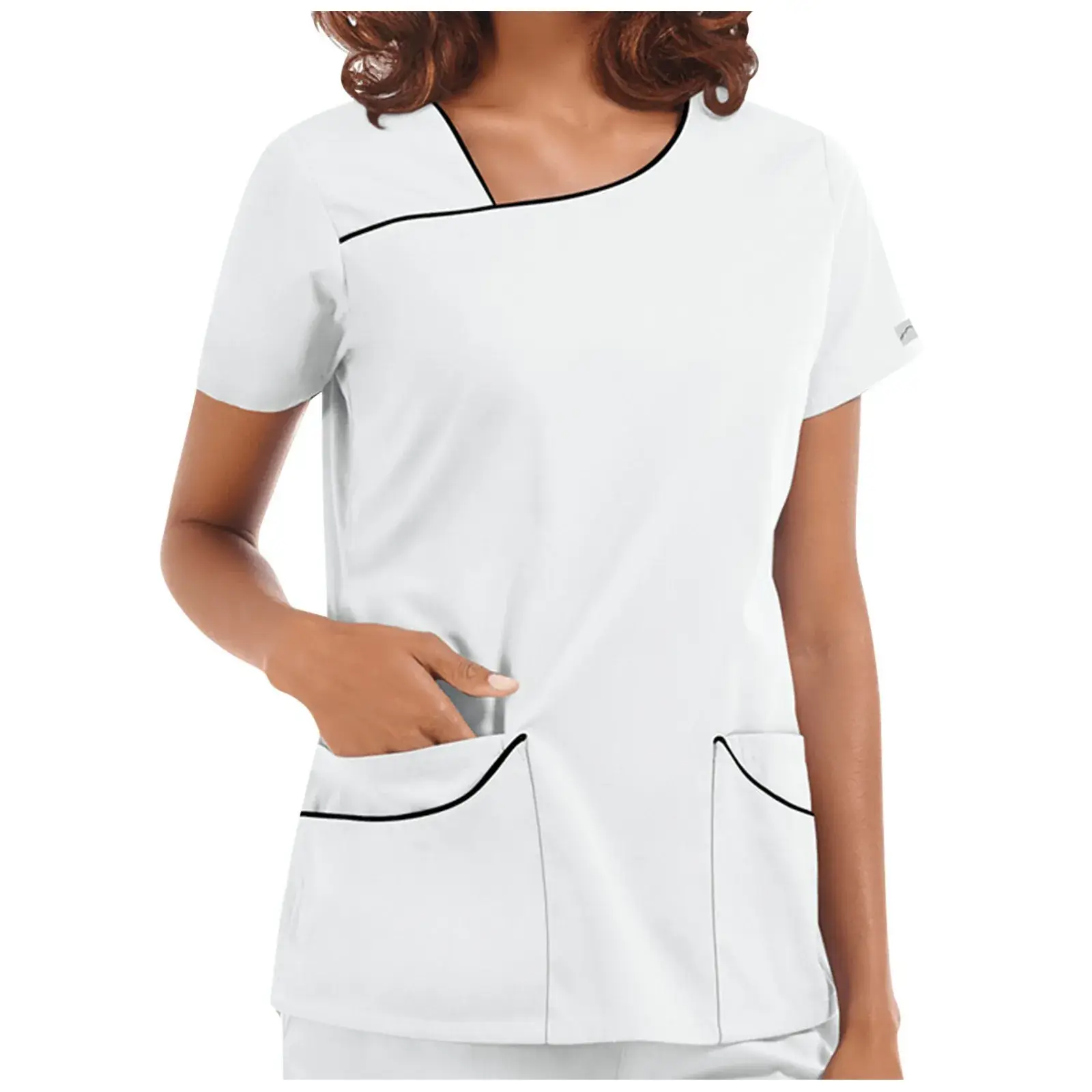 Women's Hand Washing Short Sleeve T-Shirt with Purple Embroidery