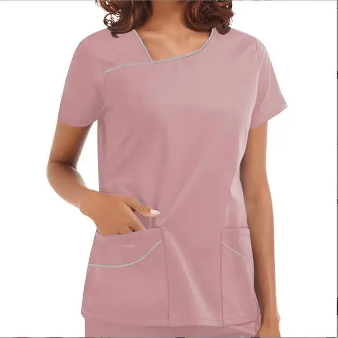 Women's Hand Washing Short Sleeve T-Shirt with Purple Embroidery