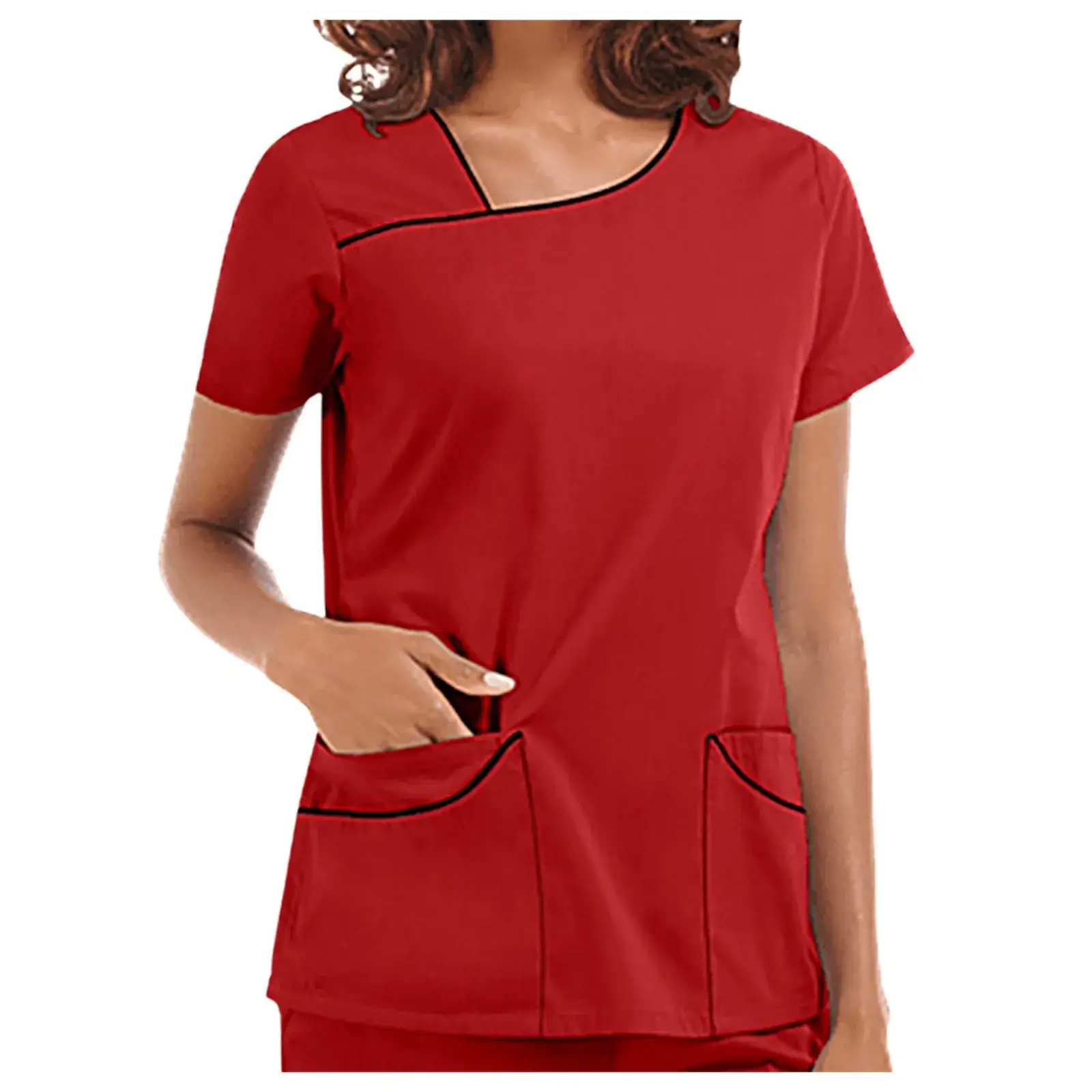 Women's Hand Washing Short Sleeve T-Shirt with Purple Embroidery
