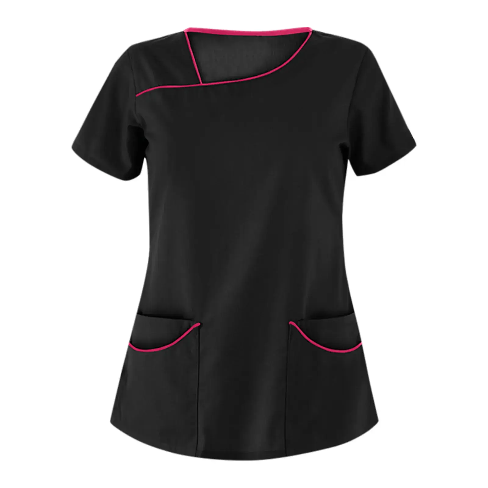 Women's Hand Washing Short Sleeve T-Shirt with Purple Embroidery