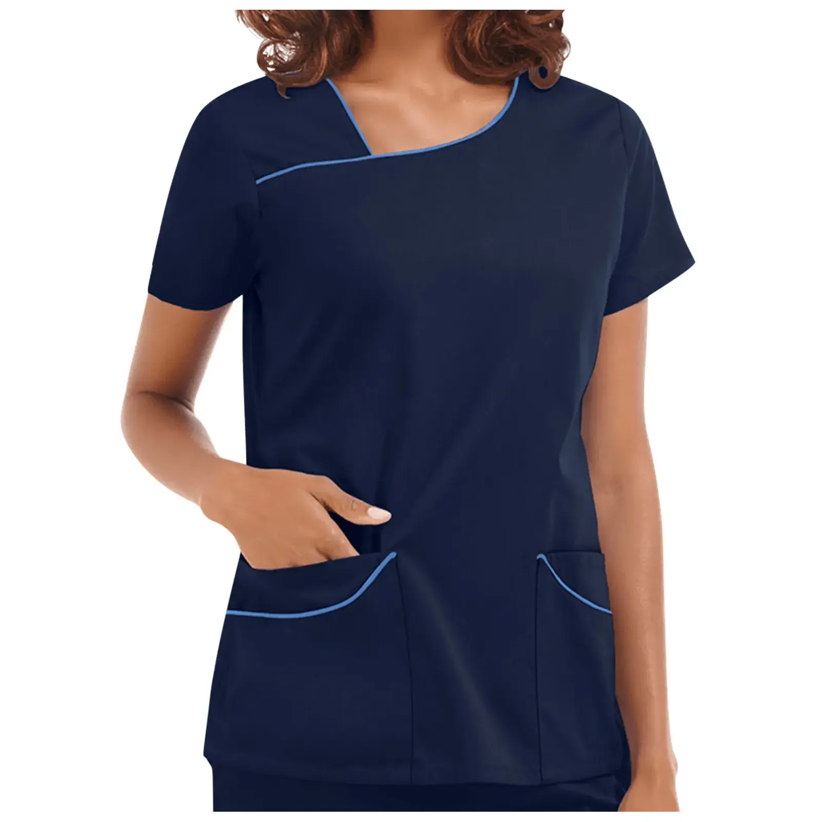 Women's Hand Washing Short Sleeve T-Shirt with Purple Embroidery