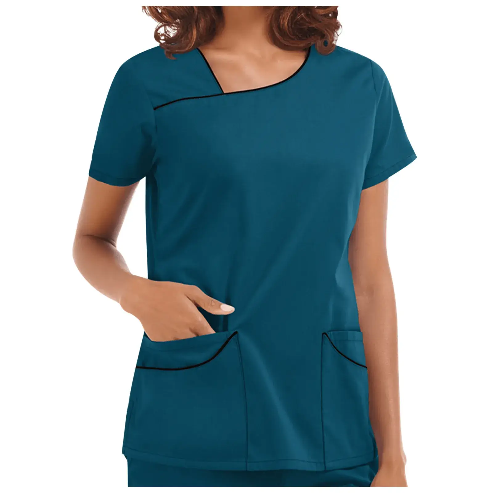 Women's Hand Washing Short Sleeve T-Shirt with Purple Embroidery