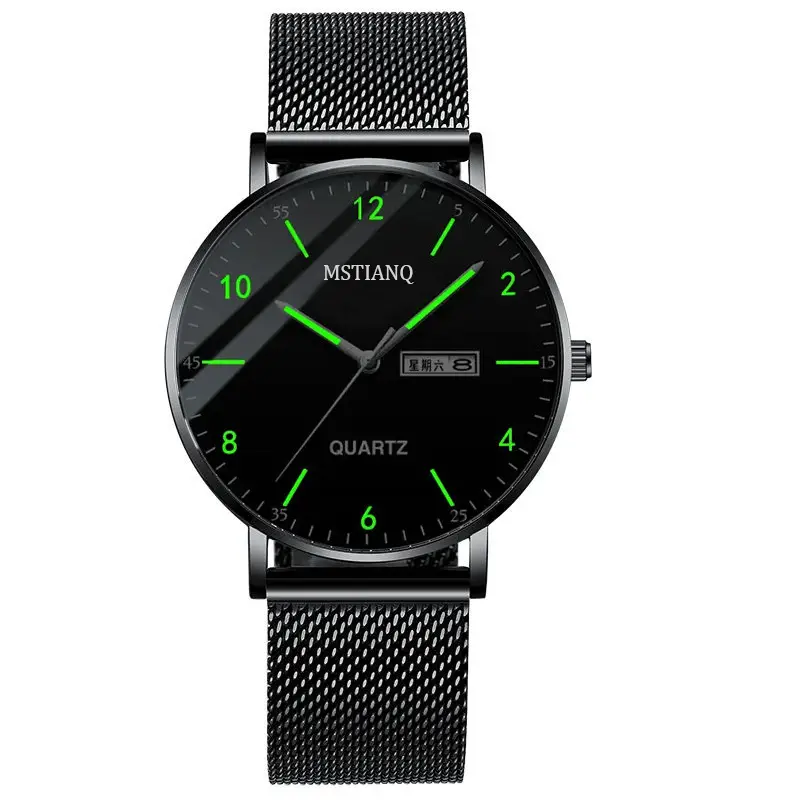 Men Luminous Electronic Quartz Watch Black Green - Image 8