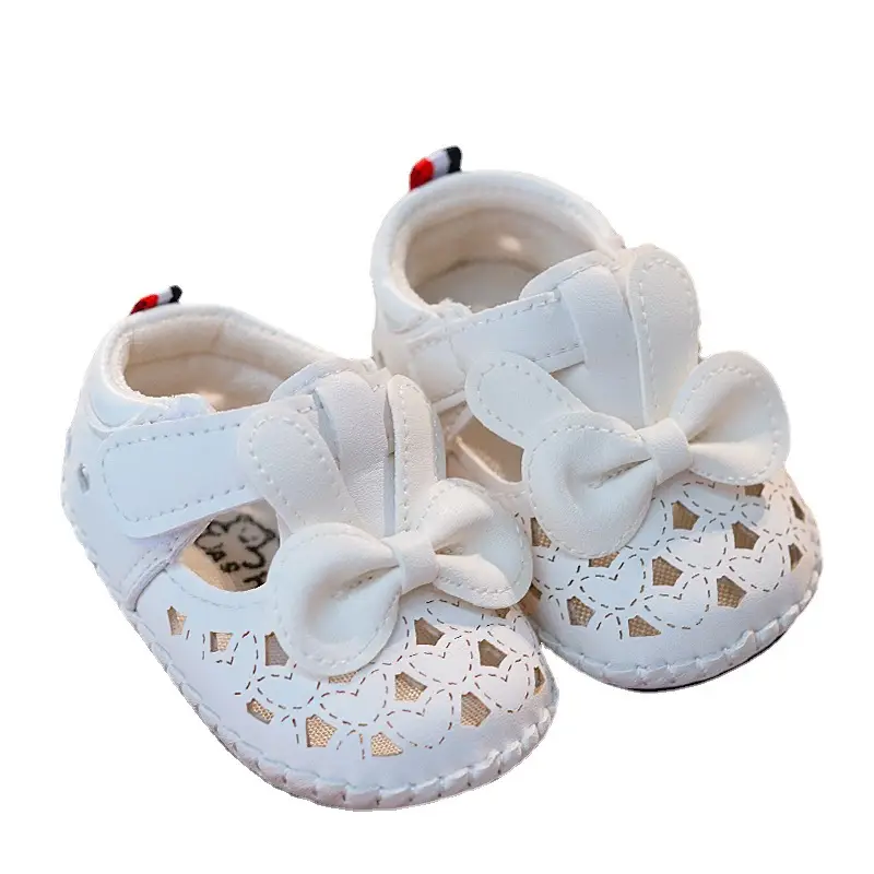 White Bow Baby Sandals for Girls Non-Slip Sole