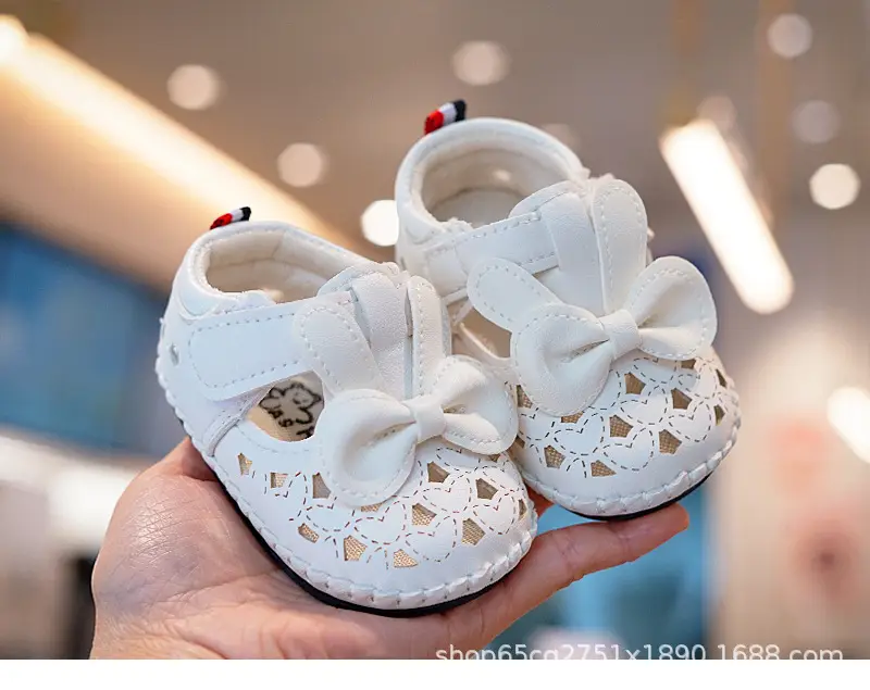 White Bow Baby Sandals for Girls Non-Slip Sole — feature 4