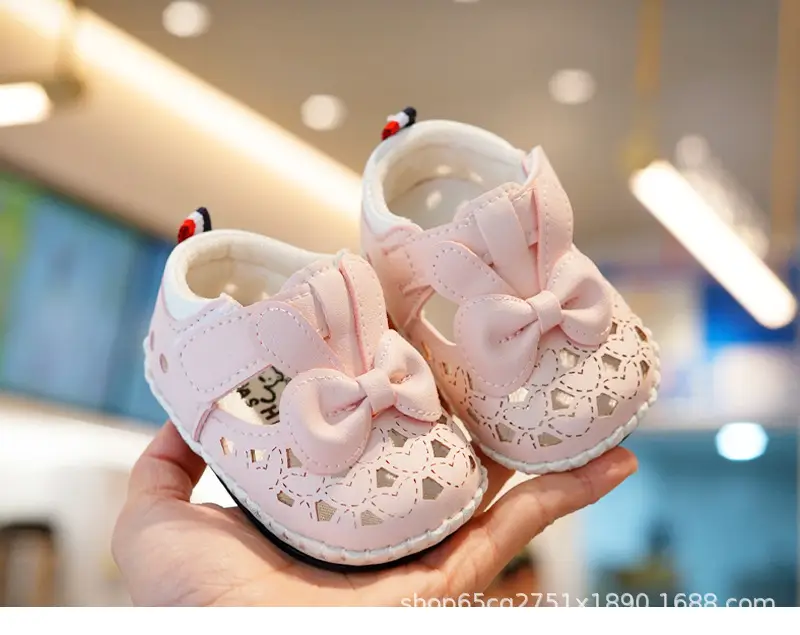 White Bow Baby Sandals for Girls Non-Slip Sole — feature 7