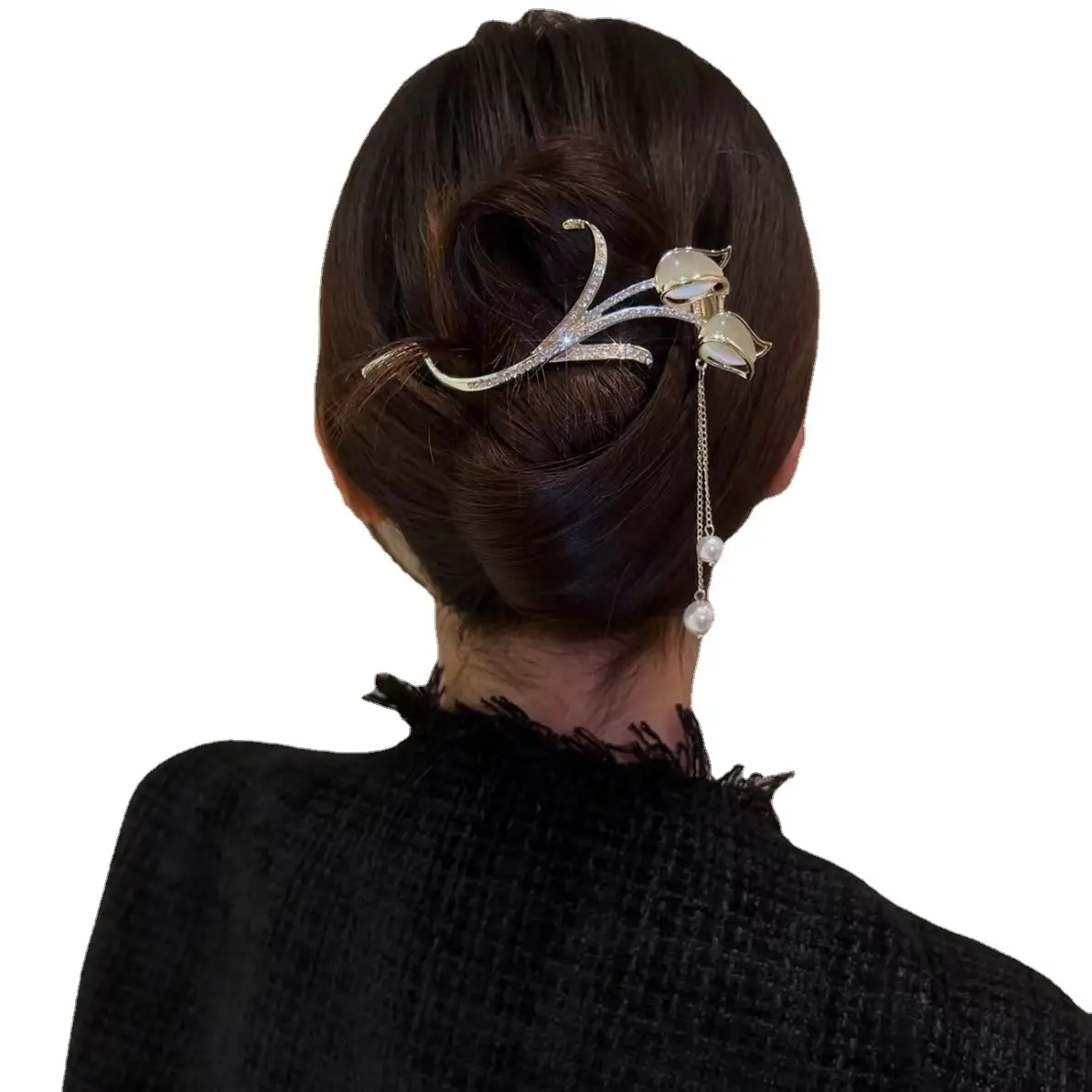 Tulip Crystal Tassel Hairpin for Women - Image 7