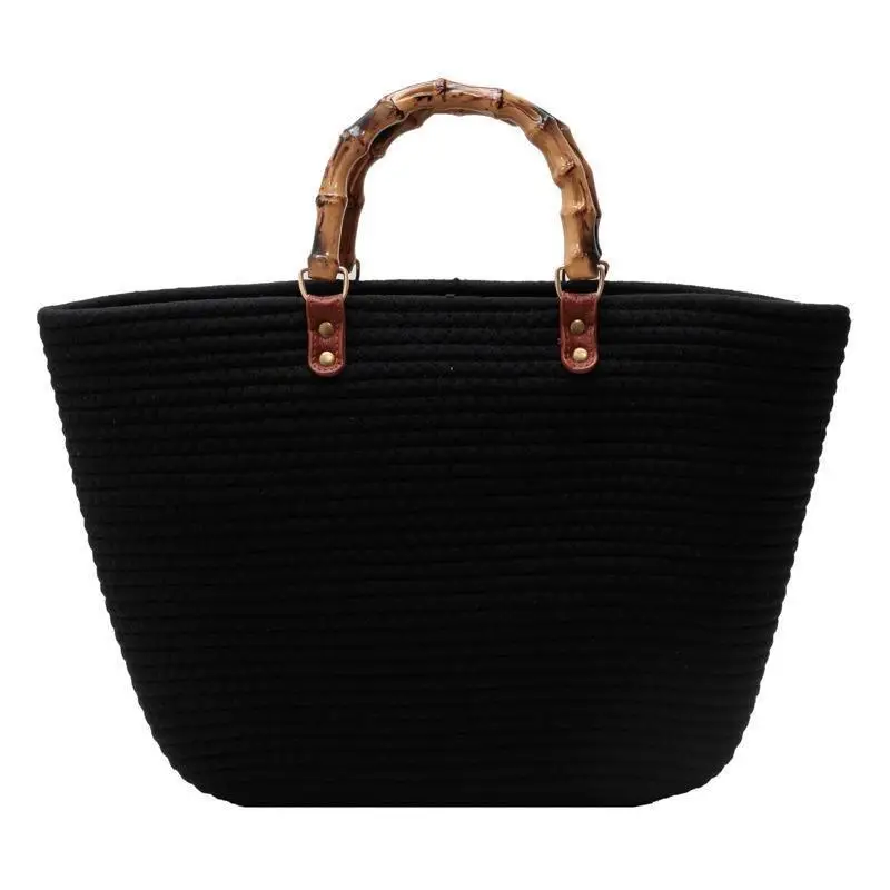 Bamboo Striped Women's Tote Bag Large Capacity - Image 9