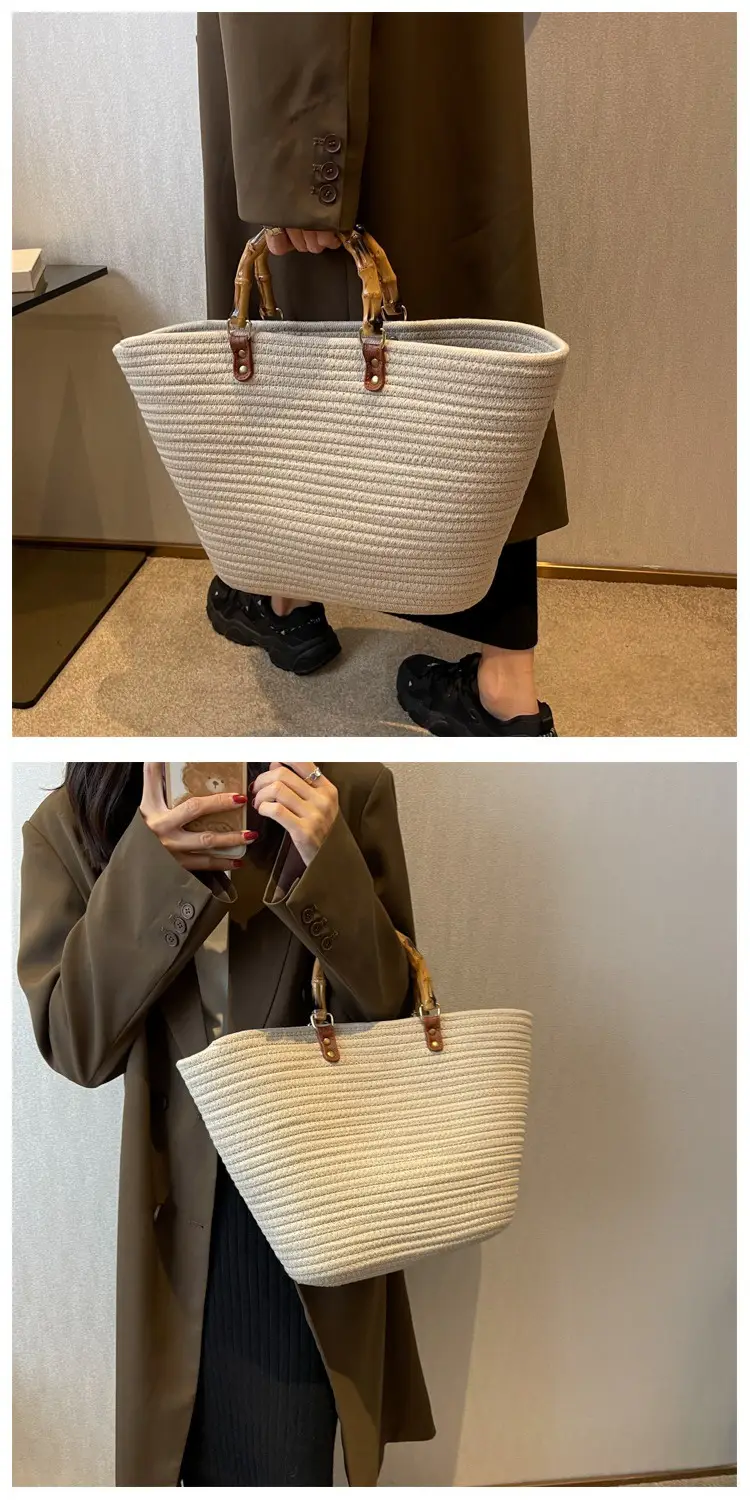 Bamboo Striped Women's Tote Bag Large Capacity — feature 8