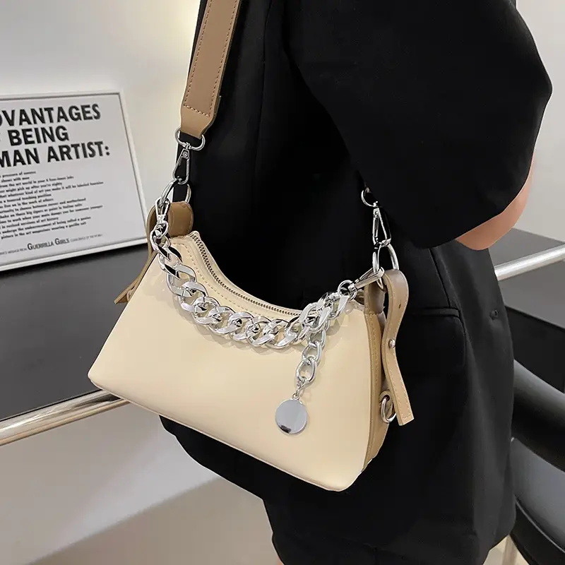 Women's Cream Chain Shoulder Messenger Bag 2023 - Image 6