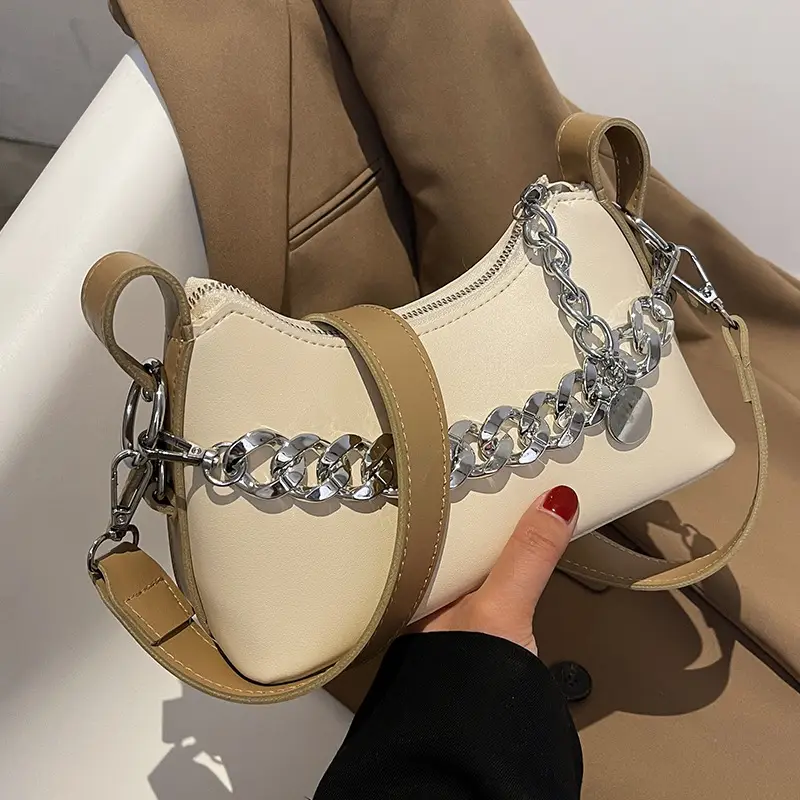 Women's Cream Chain Shoulder Messenger Bag 2023 - Image 2