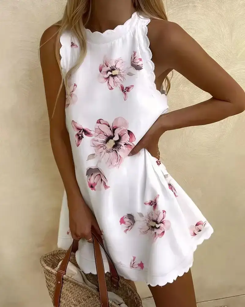 White Heart Print Flounce Nightwear for Women — feature 43