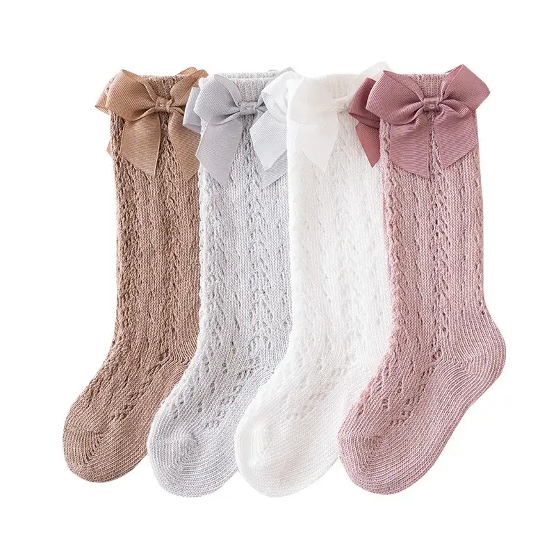 Pink Bow Knitted Summer Socks for Girls - Image 9