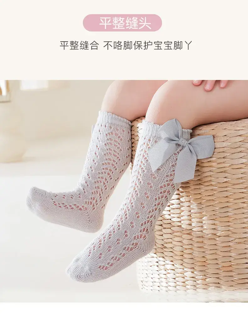 Pink Bow Knitted Summer Socks for Girls — feature 10